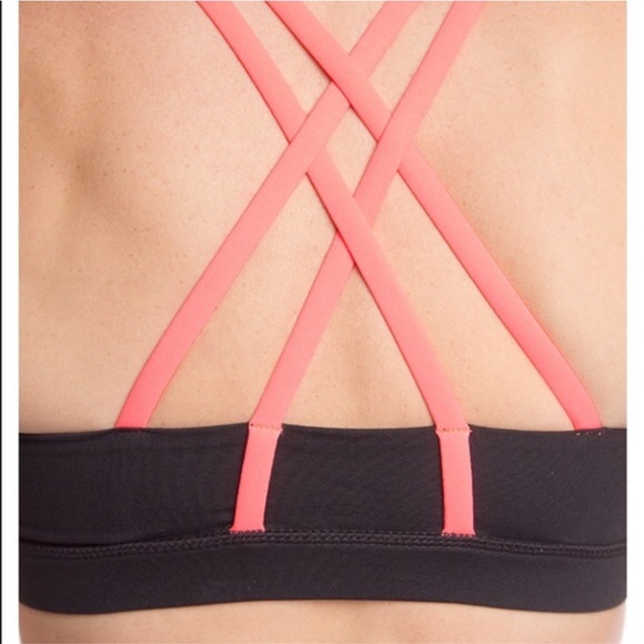 Black and Neon Pink Criss Cross Back Sports Bra - Picture 3 of 5
